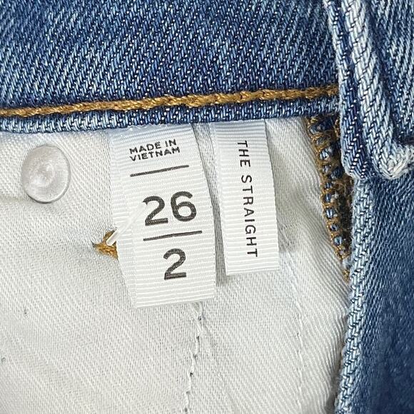 Loft Women's The Straight Jeans 26/2 High Rise 2 Tone Med Wash Denim Relaxed Mom - Picture 10 of 12